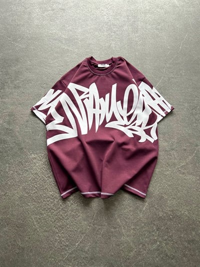 BORDO KARMAŞIK DESENLİ TSHİRT