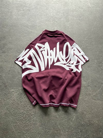 BORDO KARMAŞIK DESENLİ TSHİRT