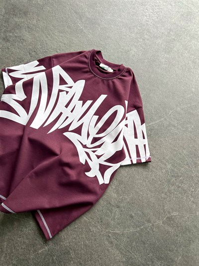 BORDO KARMAŞIK DESENLİ TSHİRT