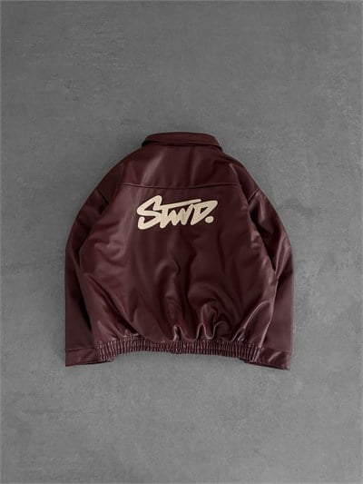 BORDO SIRT NAKIŞ STWD DERİ CEKET