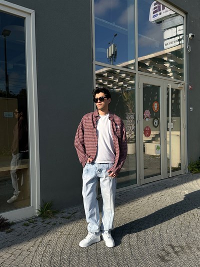 BUZ MAVİ ORTA ÇİZGİ BAGGY PANTOLON