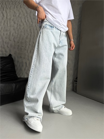 BUZ MAVİ SÜPER BAGGY KOT PANTOLON