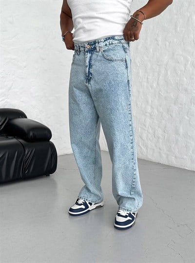 BUZ MAVİ TAM BAGGY PANTOLON