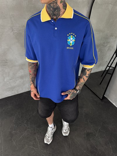 CHL YAKA ŞERİT MAVİ BREZİLYA TSHİRT