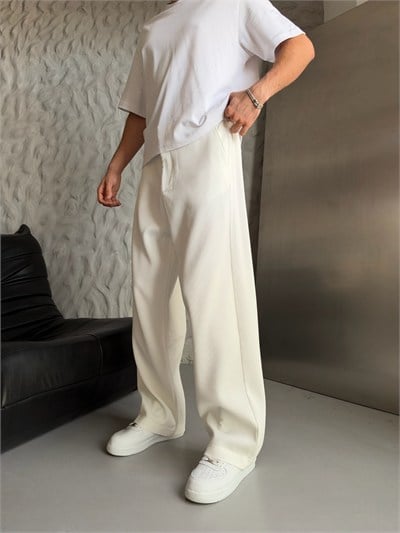 EKRU FİTİLLİ KUMAŞ BAGGY PANTOLON