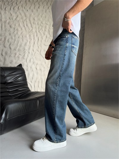 ESKİTME KOT LOOSE-FİT PANTOLON