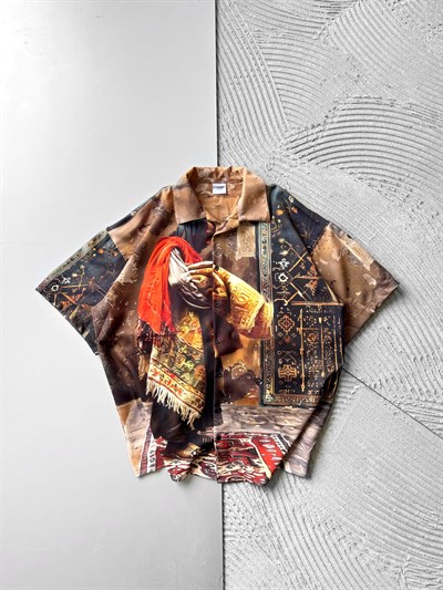 EVLİYA BASKILI OVERSİZE GÖMLEK