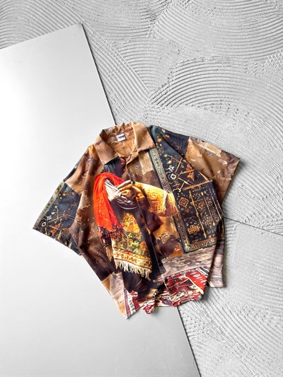 EVLİYA BASKILI OVERSİZE GÖMLEK