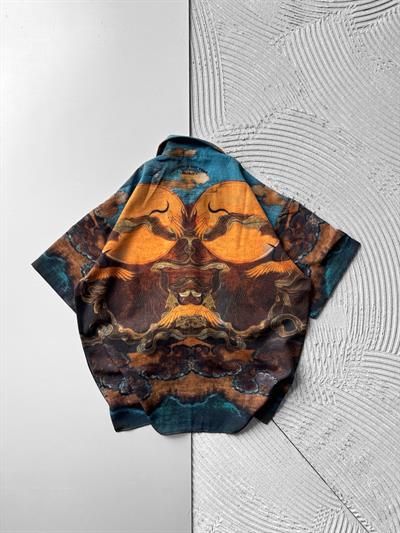 GÖKYÜZÜ BASKILI OVERSİZE GÖMLEK