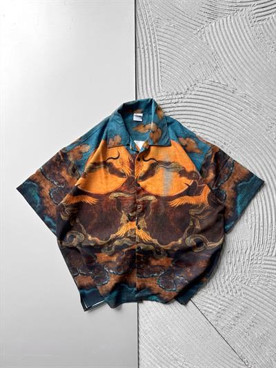 GÖKYÜZÜ BASKILI OVERSİZE GÖMLEK