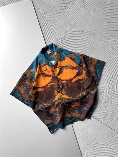 GÖKYÜZÜ BASKILI OVERSİZE GÖMLEK