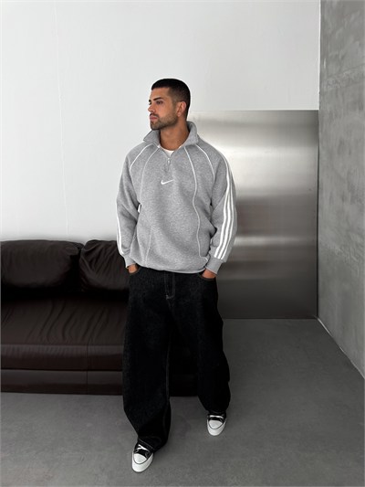 GRİ ŞERİTLİ YARIM FERMUAR NİKE SWEAT