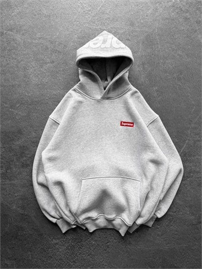 GRİ SUPREME KAPŞONLU SWEAT