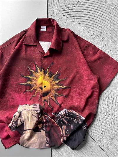 GÜNEŞ BASKILI OVERSİZE GÖMLEK