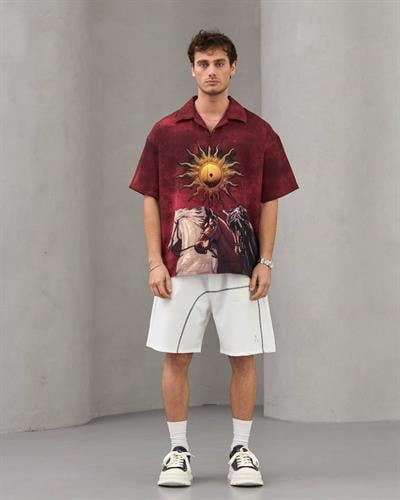 GÜNEŞ BASKILI OVERSİZE GÖMLEK