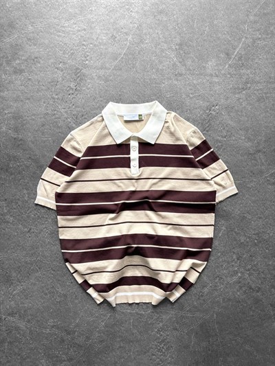 KAHVE ÇİZGİLİ VNC TRİKO TSHİRT