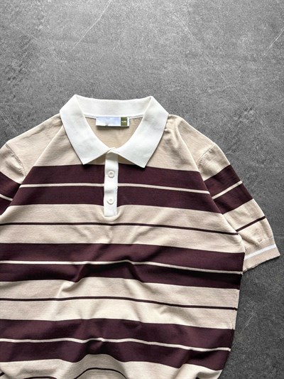 KAHVE ÇİZGİLİ VNC TRİKO TSHİRT