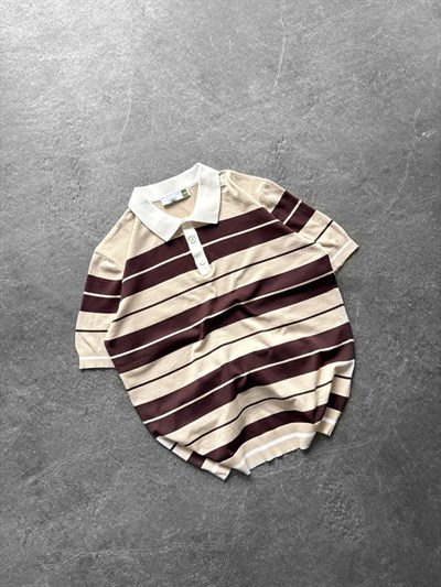 KAHVE ÇİZGİLİ VNC TRİKO TSHİRT