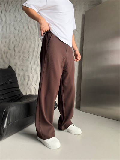 KAHVE FİTİLLİ KUMAŞ BAGGY PANTOLON