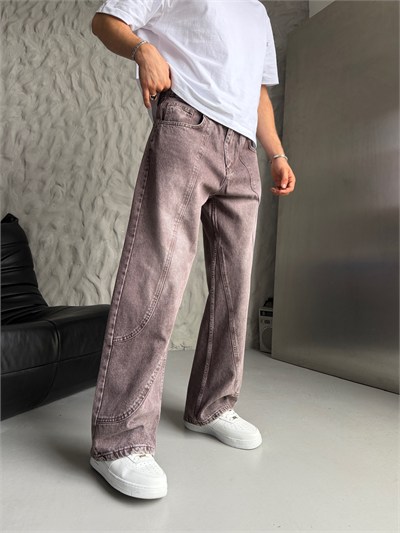 KAHVE PARÇALI BAGGY KOT PANTOLON