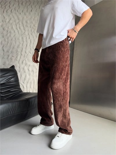 KAHVE REGULAR KALIP KADİFE PANTOLON