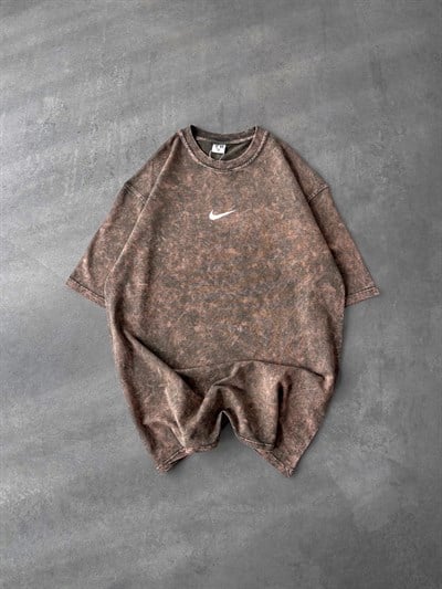 KAHVE YIKAMA FLEX LOGO NİKE TSHİRT