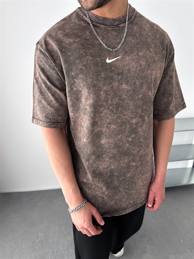 KAHVE YIKAMA FLEX LOGO NİKE TSHİRT