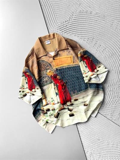 KAPLUMBAĞA BASKILI OVERSİZE GÖMLEK