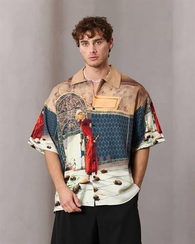 KAPLUMBAĞA BASKILI OVERSİZE GÖMLEK