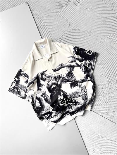 KARGA BASKILI OVERSİZE GÖMLEK