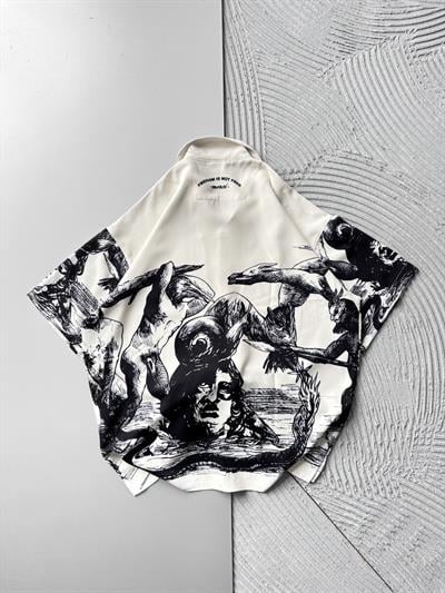 KARGA BASKILI OVERSİZE GÖMLEK