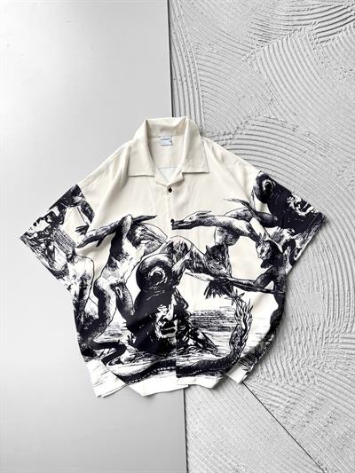 KARGA BASKILI OVERSİZE GÖMLEK