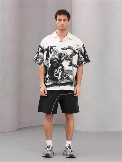 KARGA BASKILI OVERSİZE GÖMLEK