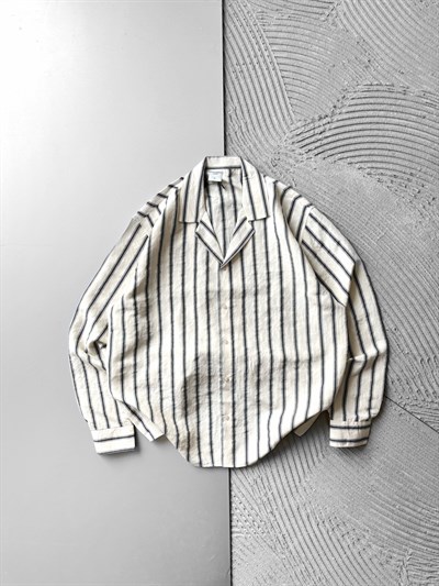 KREM ÇİFT ÇİZGİ MRK OVERSİZE GÖMLEK