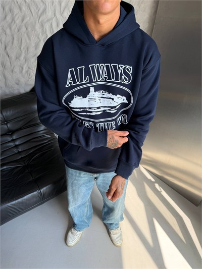 LACİVERT CORTEİZ ALWAYS KAPŞONLU SWEAT