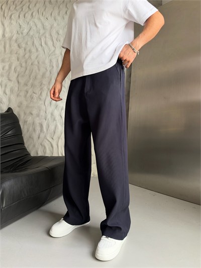 LACİVERT FİTİLLİ KUMAŞ BAGGY PANTOLON