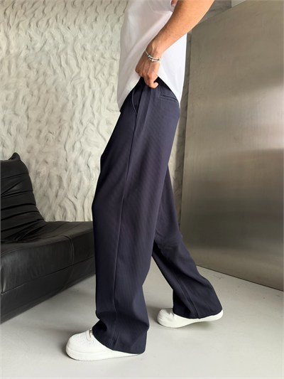 LACİVERT FİTİLLİ KUMAŞ BAGGY PANTOLON