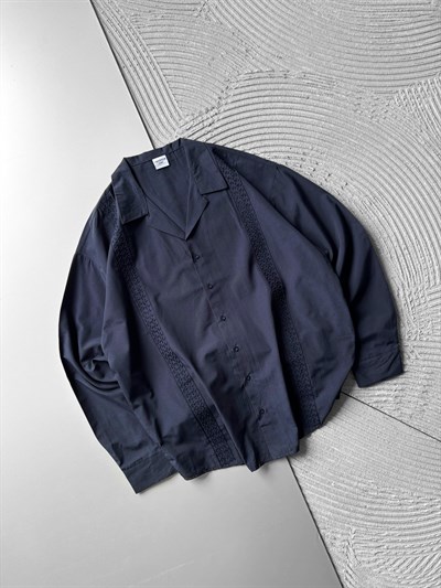 LACİVERT HASIR ŞERİTLİ GÖMLEK