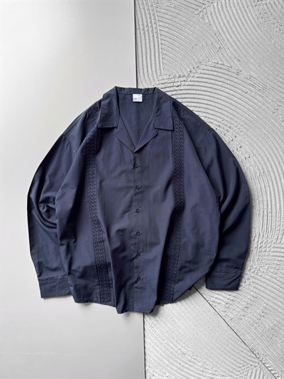 LACİVERT HASIR ŞERİTLİ GÖMLEK