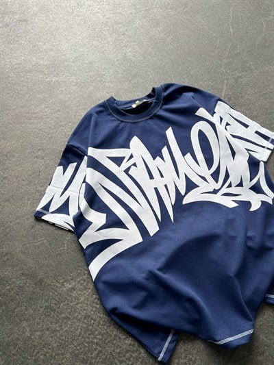 LACİVERT KARMAŞIK DESENLİ TSHİRT