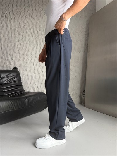 LACİVERT PİLELİ BAGGY KUMAŞ PANTOLON