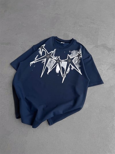 LACİVERT YILDIZ TAŞLI TSHİRT