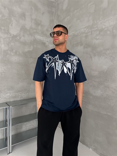 LACİVERT YILDIZ TAŞLI TSHİRT