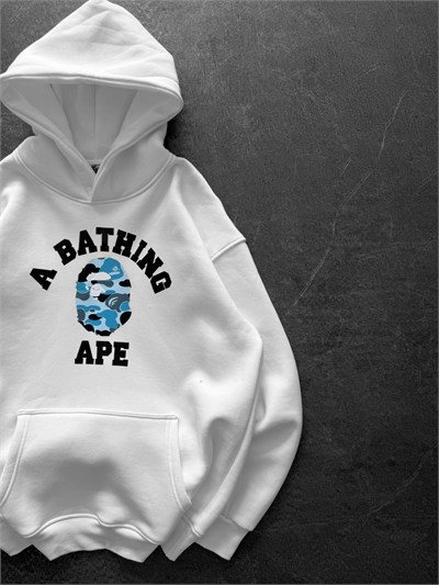 MAVİ BASKI BEYAZ BAPE SWEAT