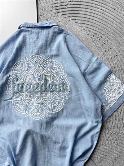 MAVİ FREEDOM KETEN GÖMLEK