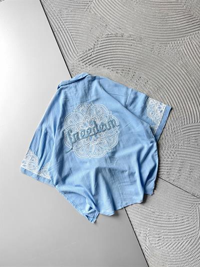 MAVİ FREEDOM KETEN GÖMLEK