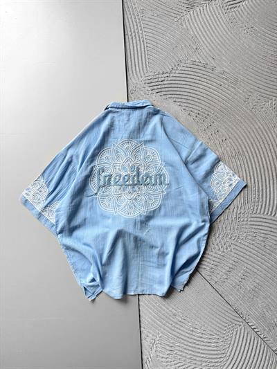 MAVİ FREEDOM KETEN GÖMLEK
