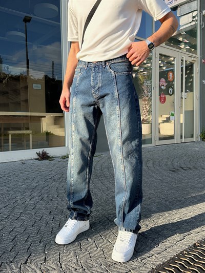 MAVİ ORTA ÇİZGİ BAGGY PANTOLON