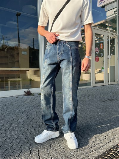MAVİ ORTA ÇİZGİ BAGGY PANTOLON