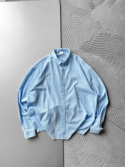 MAVİ OVERSİZE KETEN GÖMLEK